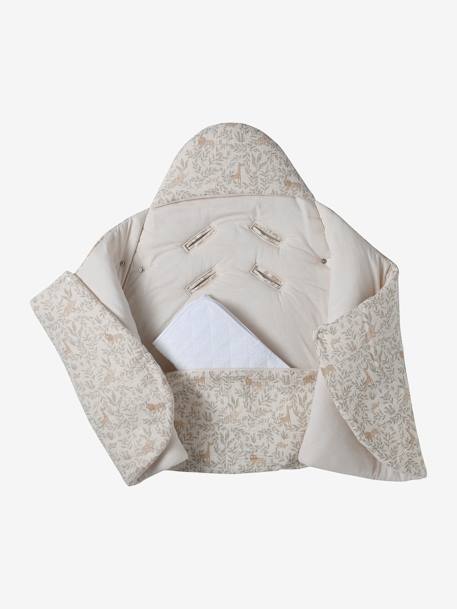 Katoengaas engelennestje dat kan worden omgevormd beige, bedrukt+cappuccino+ecru+salie+terracotta - vertbaudet enfant 