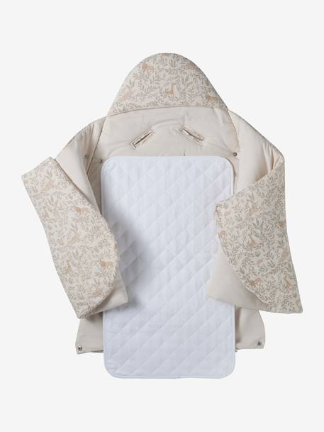 Katoengaas engelennestje dat kan worden omgevormd beige, bedrukt+cappuccino+ecru+salie+terracotta - vertbaudet enfant 