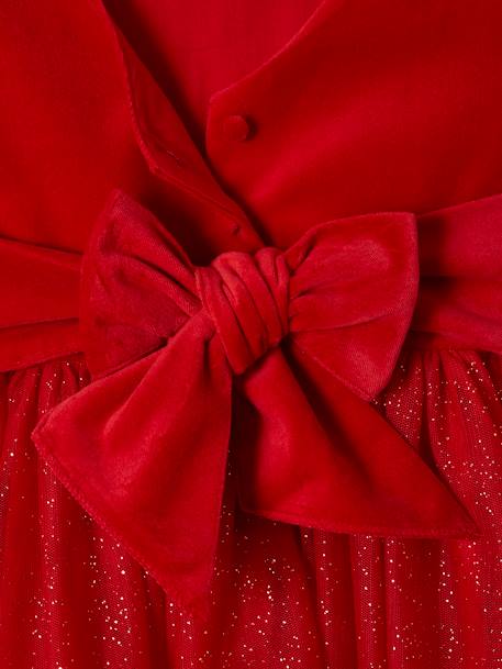 Kerstjurk van fluweel en glanzend tule voor meisjes rood+smaragdgroen - vertbaudet enfant 