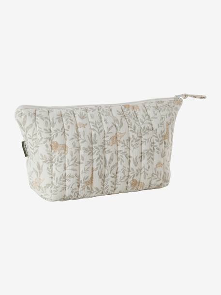 Toilettas voor kind in katoengaas beige, bedrukt+grijsblauw+print bloemen zolder+roze, bedrukt - vertbaudet enfant 