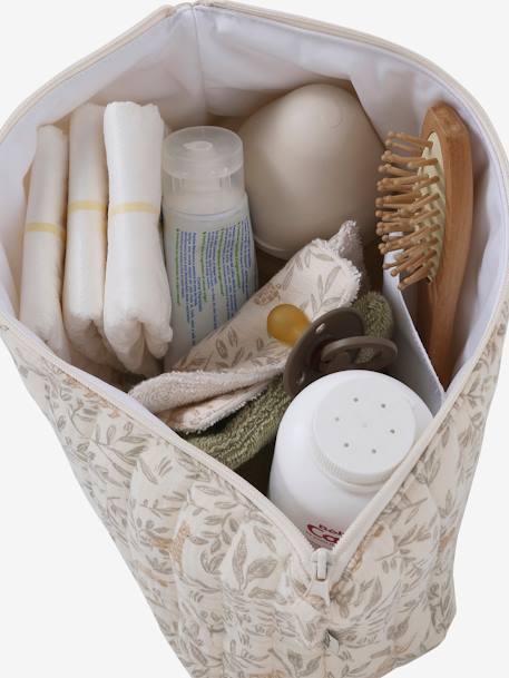 Toilettas voor kind in katoengaas beige, bedrukt+grijsblauw+print bloemen zolder+roze, bedrukt - vertbaudet enfant 