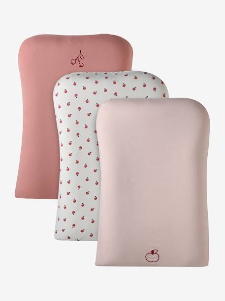 Set met 3 hoezen voor aankleedkussen veel roze - vertbaudet enfant 