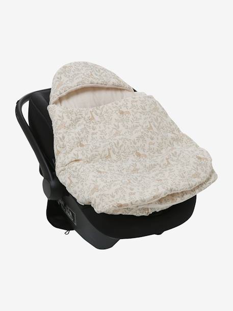 Katoengaas engelennestje dat kan worden omgevormd beige, bedrukt+cappuccino+ecru+salie+terracotta - vertbaudet enfant 