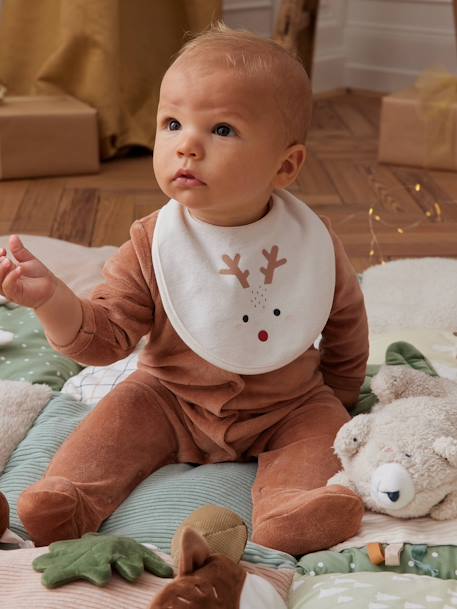 Kerstset Rendier pyjama + slabbetje voor baby's pecannoot - vertbaudet enfant 