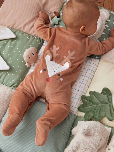 Kerstset Rendier pyjama + slabbetje voor baby's pecannoot - vertbaudet enfant 