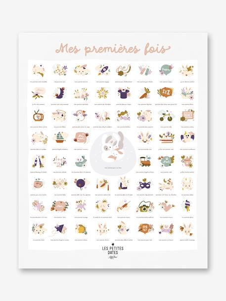 Poster Mijn eerste keren - Konijn - LES PETITES DATES beige - vertbaudet enfant 