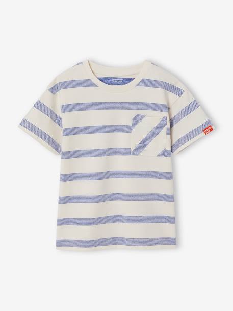 Jongensshirt met dik reliëfeffect wit, gestreept - vertbaudet enfant 