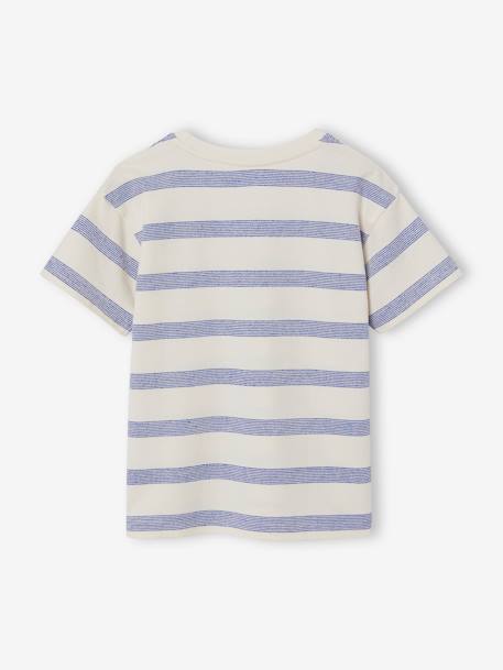 Jongensshirt met dik reliëfeffect wit, gestreept - vertbaudet enfant 
