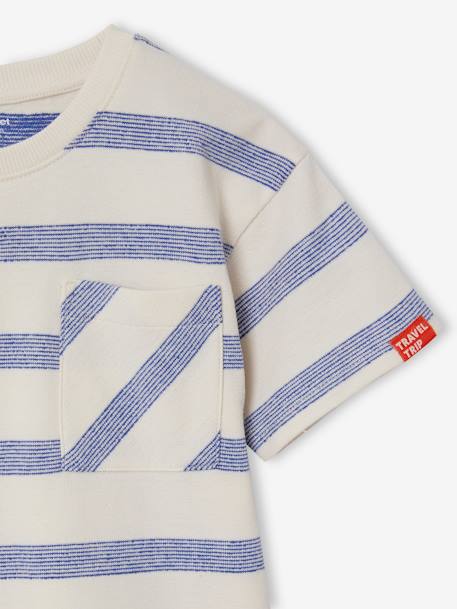 Jongensshirt met dik reliëfeffect wit, gestreept - vertbaudet enfant 