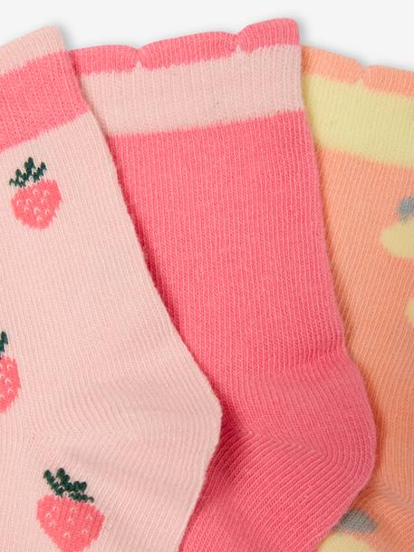Set van 3 paar kniekousen met fruit voor meisjes rozen - vertbaudet enfant 