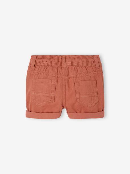 Gekeperde short met elastische tailleband babyjongen cappuccino+terracotta - vertbaudet enfant 