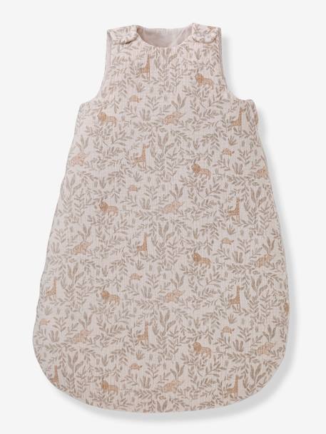 Personaliseerbare mouwloze trappelzak van katoengaas BABYLON beige, bedrukt - vertbaudet enfant 