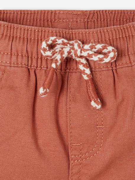 Gekeperde short met elastische tailleband babyjongen cappuccino+terracotta - vertbaudet enfant 