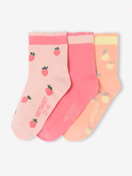 Set van 3 paar kniekousen met fruit voor meisjes rozen - vertbaudet enfant 