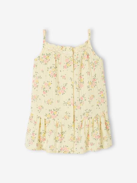Geboorteset jurkje en broekje met bloemen lichtgeel - vertbaudet enfant 