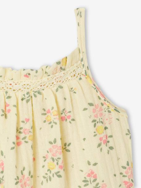 Geboorteset jurkje en broekje met bloemen lichtgeel - vertbaudet enfant 