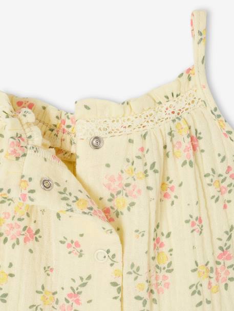 Geboorteset jurkje en broekje met bloemen lichtgeel - vertbaudet enfant 
