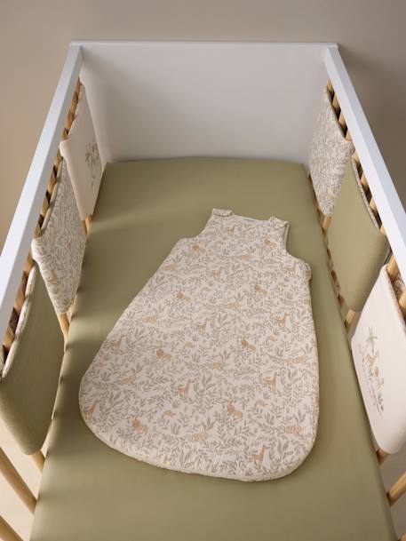 Personaliseerbare mouwloze trappelzak van katoengaas BABYLON beige, bedrukt - vertbaudet enfant 