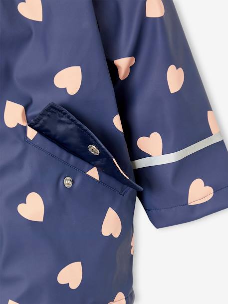 Regenjas voor meisjes met capuchon en sherpa voering antraciet+indigoblauw+meerkleurig - vertbaudet enfant 