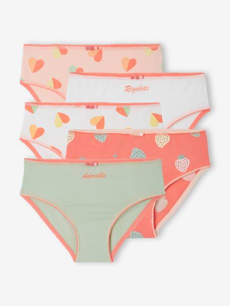 Set van 5 meisjesonderbroeken met print turquoiseblauw - vertbaudet enfant 