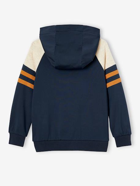 Sportsweater met raglanmouwen en ritssluiting voor jongens groen+marineblauw+pecannoot - vertbaudet enfant 