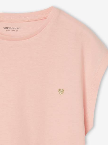 Effen Basics meisjesshirt met korte mouwen blauwgroen+ecru+marineblauw+snoepjesroze - vertbaudet enfant 