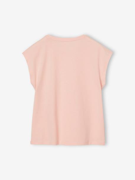 Effen Basics meisjesshirt met korte mouwen blauwgroen+ecru+marineblauw+snoepjesroze - vertbaudet enfant 