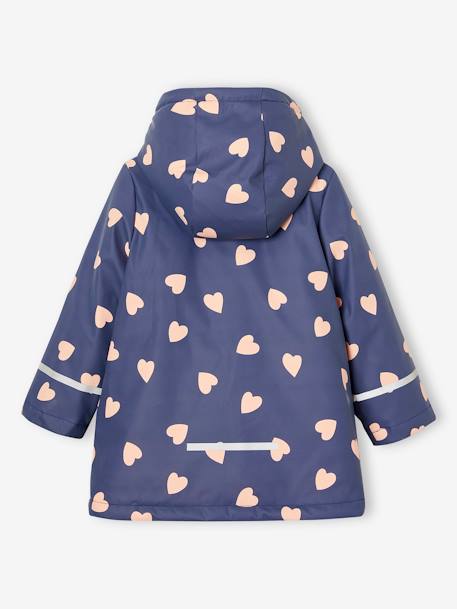 Regenjas voor meisjes met capuchon en sherpa voering antraciet+indigoblauw+meerkleurig - vertbaudet enfant 
