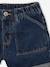 Meisjesshort van jeanstof Basics lichtblauw+middenblauw+ongewassen denim - vertbaudet enfant 