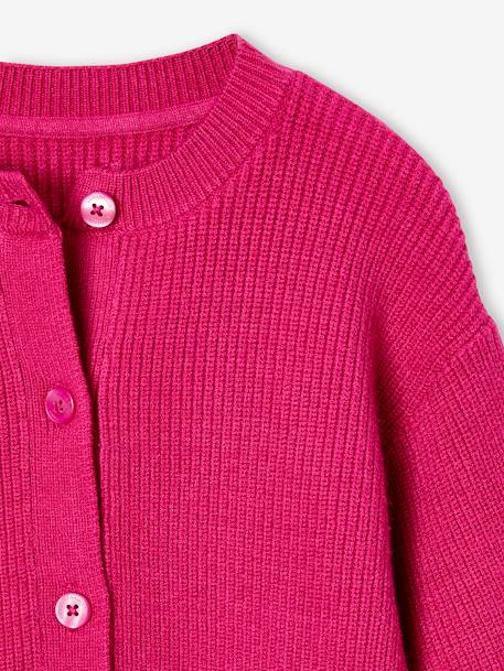 Gestreept meisjesvest van stof met minikabel fuchsia - vertbaudet enfant 