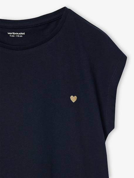 Effen Basics meisjesshirt met korte mouwen blauwgroen+ecru+marineblauw+snoepjesroze - vertbaudet enfant 