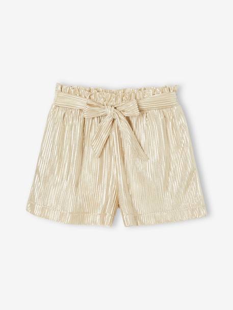Laméshort met geplooid effect voor meisjes goud - vertbaudet enfant 