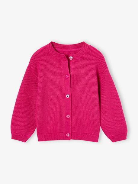 Gestreept meisjesvest van stof met minikabel fuchsia - vertbaudet enfant 