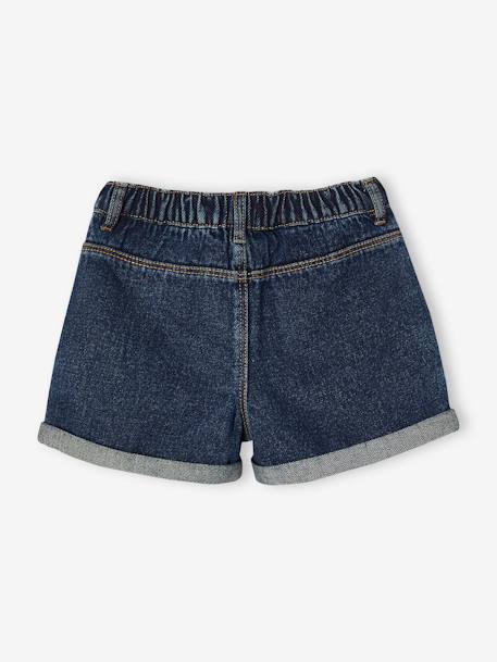 Meisjesshort van jeanstof Basics lichtblauw+middenblauw+ongewassen denim - vertbaudet enfant 