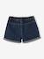 Meisjesshort van jeanstof Basics lichtblauw+middenblauw+ongewassen denim - vertbaudet enfant 