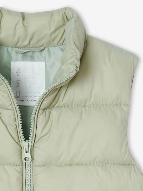 Licht mouwloze donsjas voor meisjes rozen+saliegroen - vertbaudet enfant 