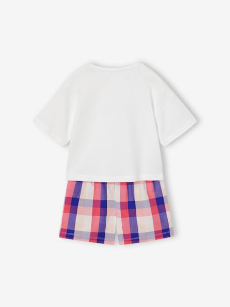 Pyjamabroek met kattenprint in popeline voor meisjes wit - vertbaudet enfant 