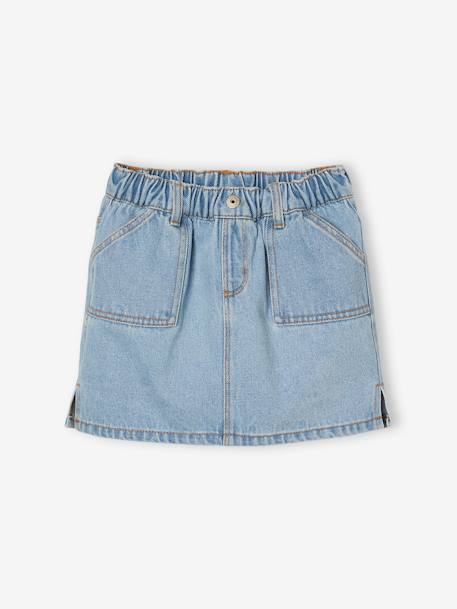 Jeans meisjesrok van Basics lichtblauw+middenblauw - vertbaudet enfant 