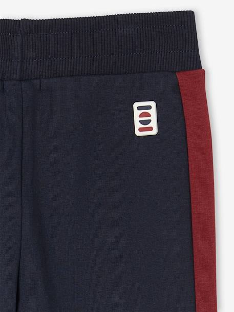 Joggingbroek voor jongens met contrasterende strepen marineblauw+zwart - vertbaudet enfant 