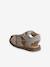 Gesloten sandalen met klittenband van leer voor baby's jeansblauw+zandbeige - vertbaudet enfant 