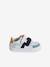 Leren geborstelde babysneakers ecru+marineblauw+veel wit - vertbaudet enfant 