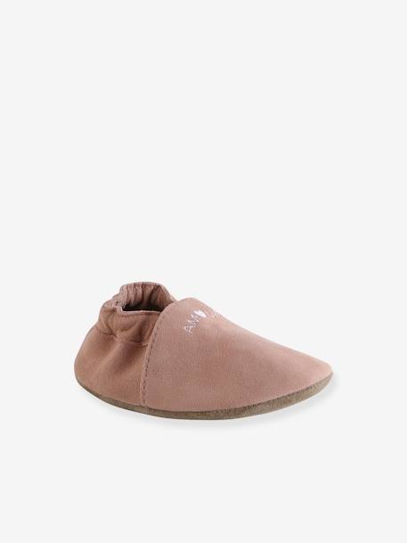 Elastische leren babyschoentjes in soepel leer goud+nachtblauw+oudroze+roze (poederkleur)+roze, bedrukt+veel roze+wit, bedrukt - vertbaudet enfant 