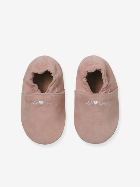 Elastische leren babyschoentjes in soepel leer goud+nachtblauw+oudroze+roze (poederkleur)+roze, bedrukt+veel roze+wit, bedrukt - vertbaudet enfant 