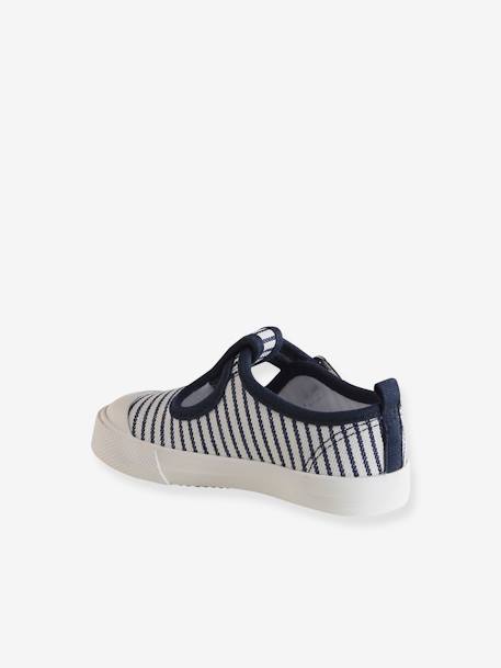 Canvas babyschoentjes met enkelbandje blauw, gestreept - vertbaudet enfant 