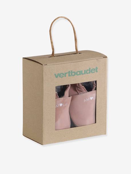Elastische leren babyschoentjes in soepel leer goud+nachtblauw+oudroze+roze (poederkleur)+roze, bedrukt+veel roze+wit, bedrukt - vertbaudet enfant 