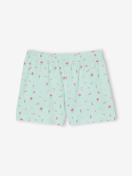 Lot 2 meisjespyjama's 1 regenboogmotief + 1 roze flamingo-motief turquoiseblauw - vertbaudet enfant 