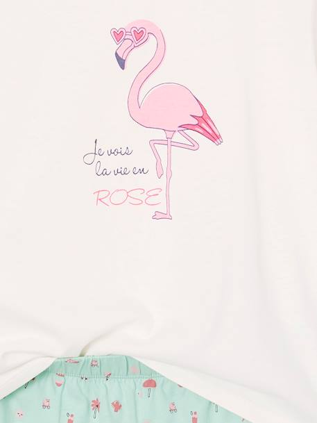 Lot 2 meisjespyjama's 1 regenboogmotief + 1 roze flamingo-motief turquoiseblauw - vertbaudet enfant 