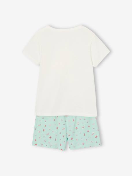 Lot 2 meisjespyjama's 1 regenboogmotief + 1 roze flamingo-motief turquoiseblauw - vertbaudet enfant 