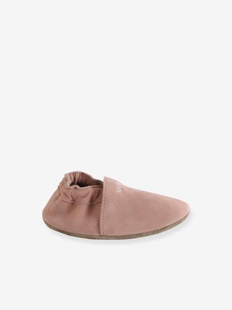 Elastische leren babyschoentjes in soepel leer goud+nachtblauw+oudroze+roze (poederkleur)+roze, bedrukt+veel roze+wit, bedrukt - vertbaudet enfant 