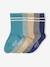 Set van 5 paar gestreepte geribbelde sokken voor jongens blauw+grijsblauw+hemelsblauw+marineblauw - vertbaudet enfant 